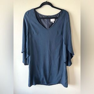 MILLY Butterfly Sleeve Navy Shift Dress-SZ 8-Silk-office formal essential